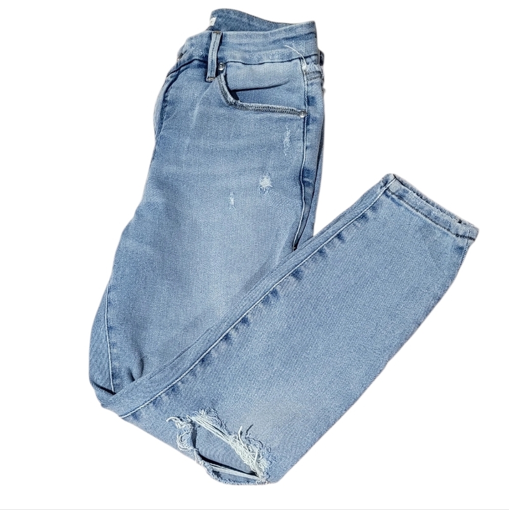 Good American Good Waist Skinny Distressed Jeans Size 6/28 Color Indigo458